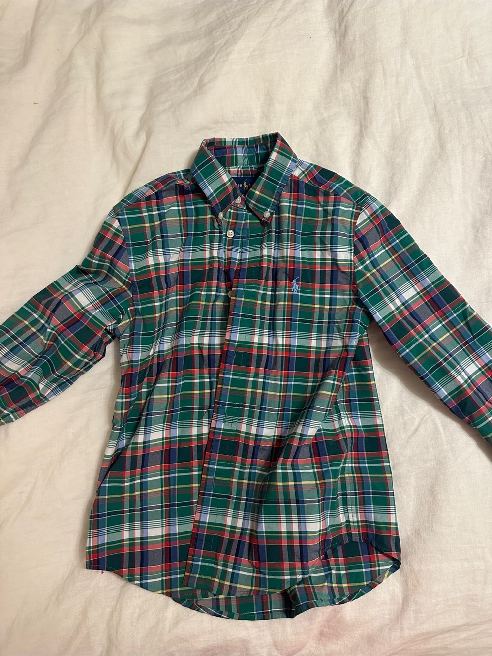 Ralph Lauren Green Red Navy Plaid Button-Down Shirt